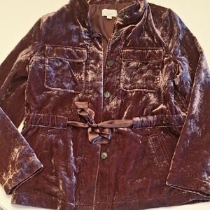 LOFT Velvet Utility Jacket in Deep Purple